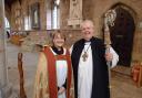 Wrexham's new Archdeacon Hayley Matthews with Bishop Gregory Cameron.