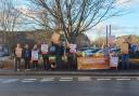 The picket line at Wrexham Maelor Hospital.