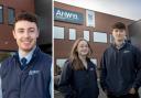 Anwyl's architectural technician Tom Miller (left)m, and apprentices Ruby Jones and Matthew Parry. Photos: Mandy Jones