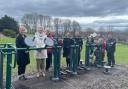 The committee introducing the inclusive equipment at Ponciau Park
