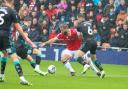 Action from the last league meeting between Wrexham AFC and Crewe Alexandra.
