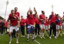 Wrexham players celebrate promotion