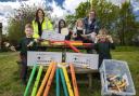 Anwyl Homes donation to Sandycroft CP School - Sophie Jones, sales manager at Anwyl Homes with teacher Jack Merrick and pupils Oliver, Sofia, Seren and Vaughn. Photo: Mandy Jones