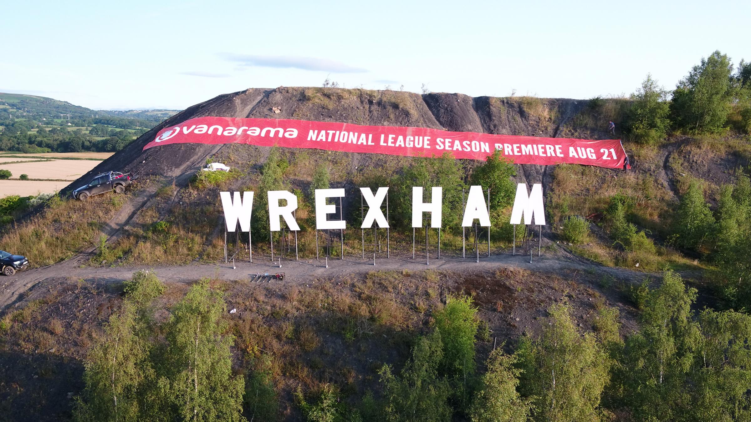 The masterminds behind Wrexhams Hollywood-style sign have come forward. [Images: Eastwood Media / Vanamara]