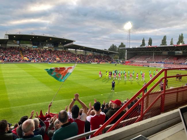 The first home game for Wrexham AFC at The Racecourse on Monday, August 30