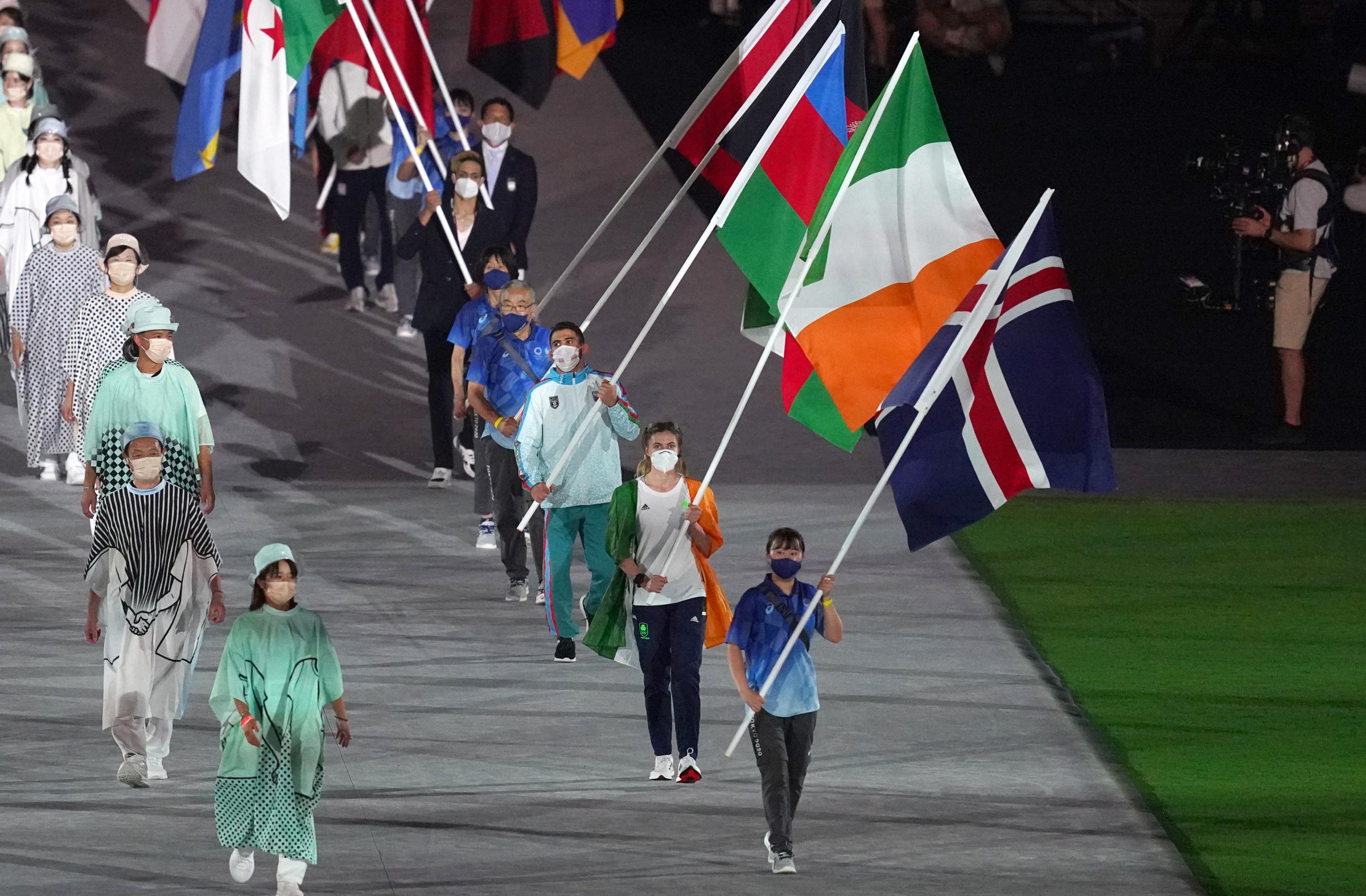 Irelands Natalya Coyle with the tricolour flag during the closing ceremony of the Tokyo 2020 Olympic Games at the Olympic stadium in Japan. Picture date: Sunday August 8, 2021.