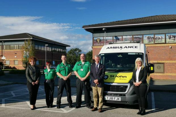 Wrexham MP Sarah Atherton with St John Ambulance Cymru staff and volunteers