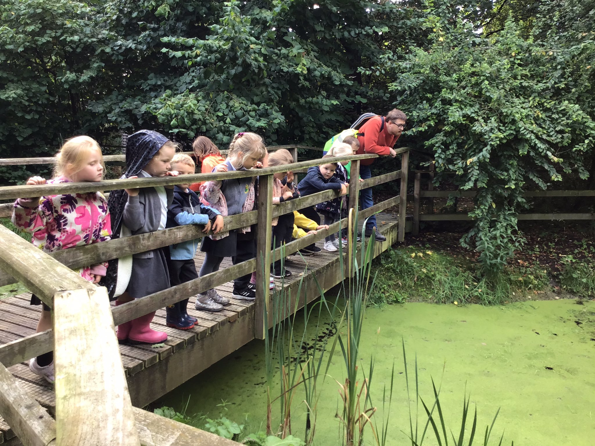 Borras Parck School pupils during a visit to Erlas Victorian Walled Gardens.