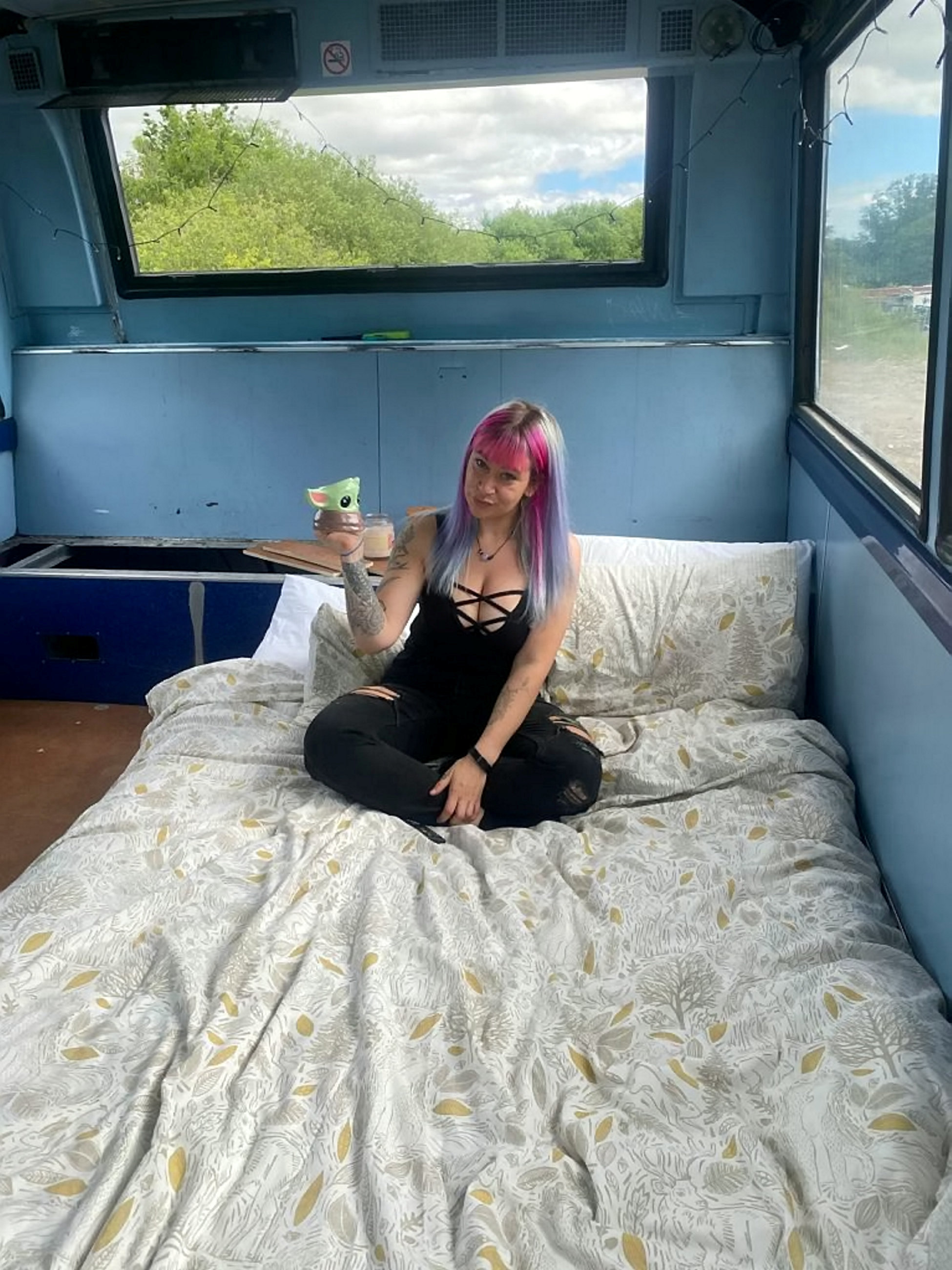 Delivery driver Hayley Rowson, 28, bought the bus in April 2021 and is devoting all her free time to make it a comfortable, drivable home. 