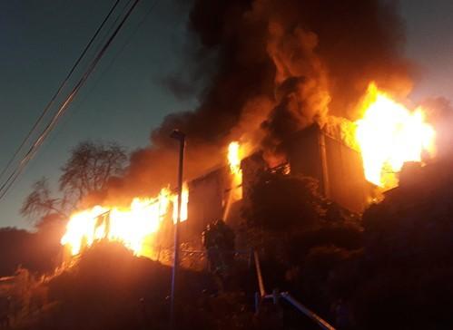 The fire at the property in the Ceiriog Valley. (Image courtesy of North Wales Fire and Rescue Service)