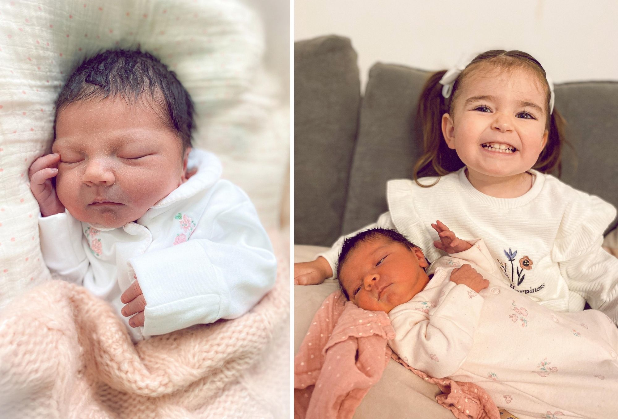Matilda Nellie Wynne, and with proud big sister Isabella.