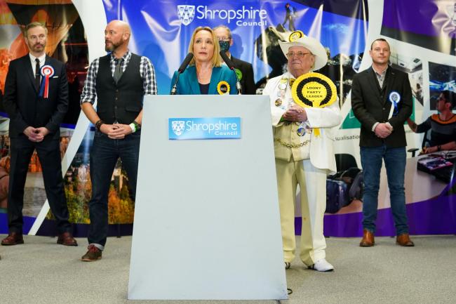 Helen Morgan of the Liberal Democrats makes a speech after being declared the winner in the North Shropshire by-election at Shrewsbury Sports Village. Picture date: Friday December 17, 2021.
