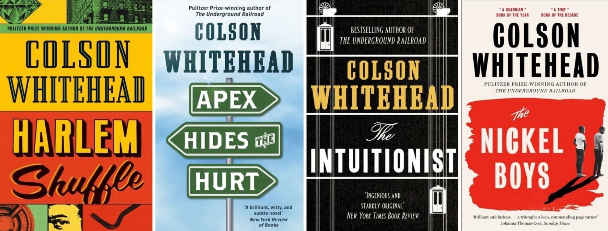 Titles by author of the month, Colson Whitehead.