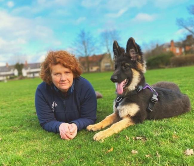 Dog trainer Karen Boyce with Evie.