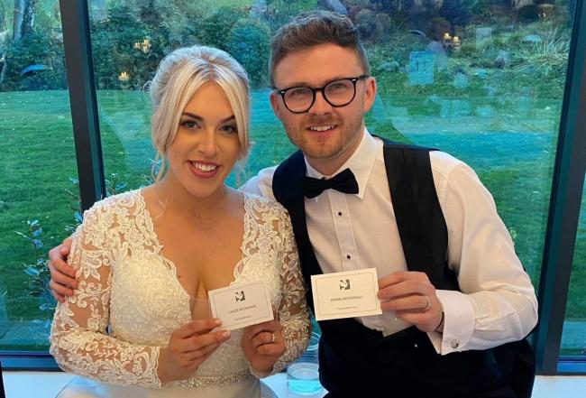 Chloe and Daniel McDonald chose Nightingale House Hospice wedding favours for their big day.