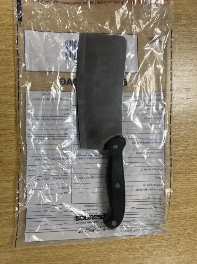 The weapon located by police which is linked to the suspected burglary.