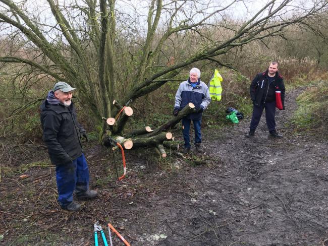 Wild Ground volunteers at the charity's Lane End Nature Reserve, in Buckley.