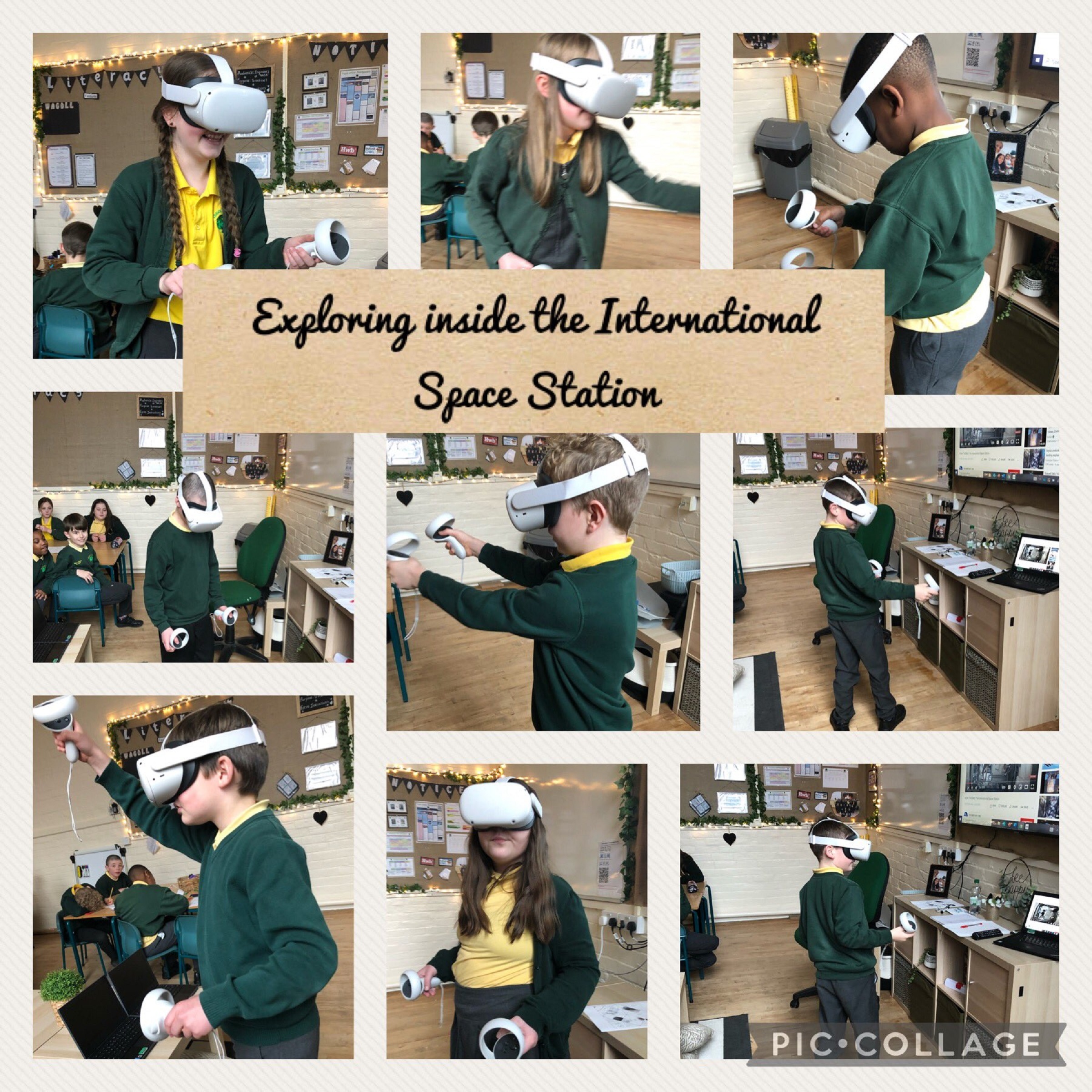 Pupils at Ysgol Tanyfron use VR to explore the International Space Station.