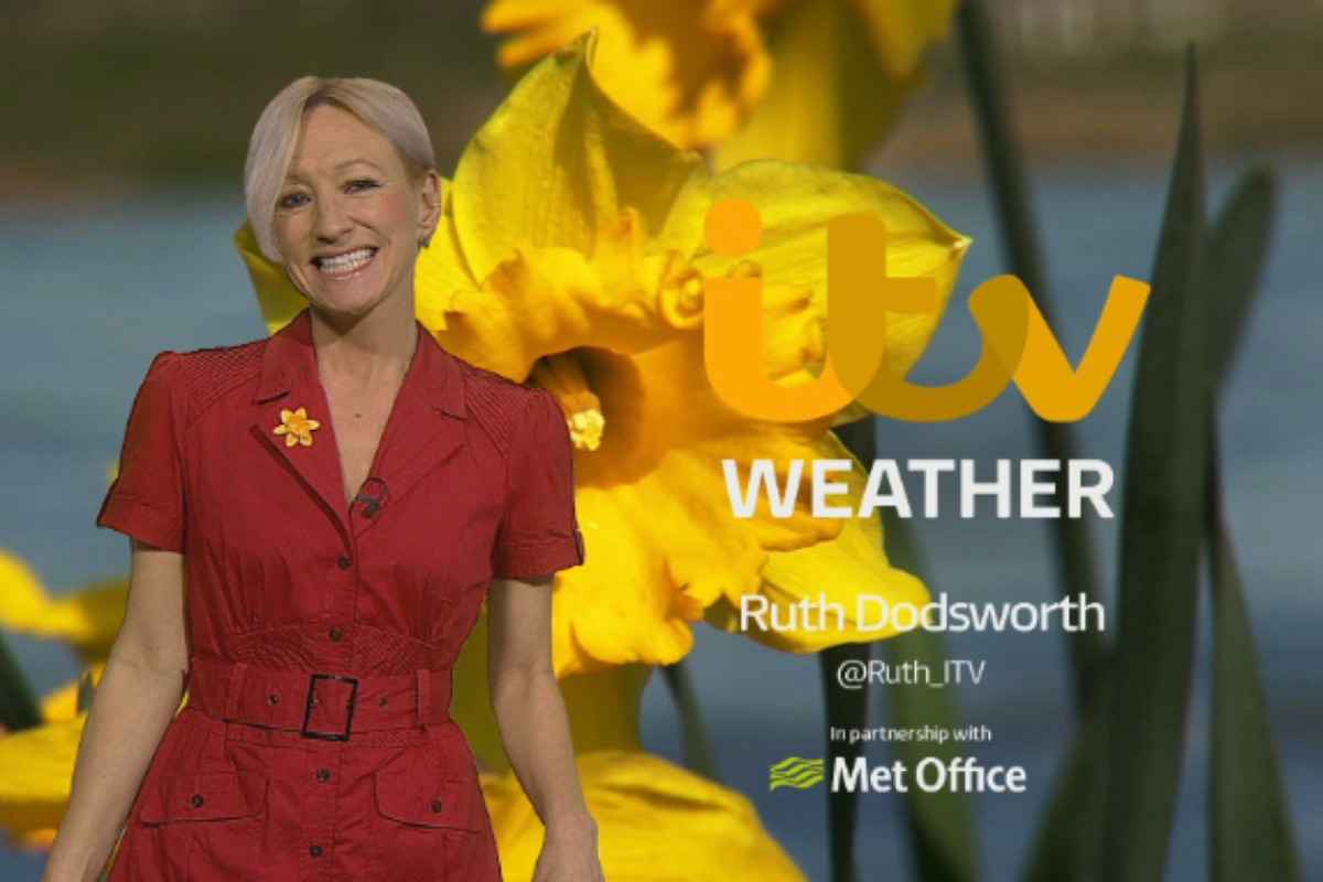 Ruth Dodsworth presenting ITV Weather.