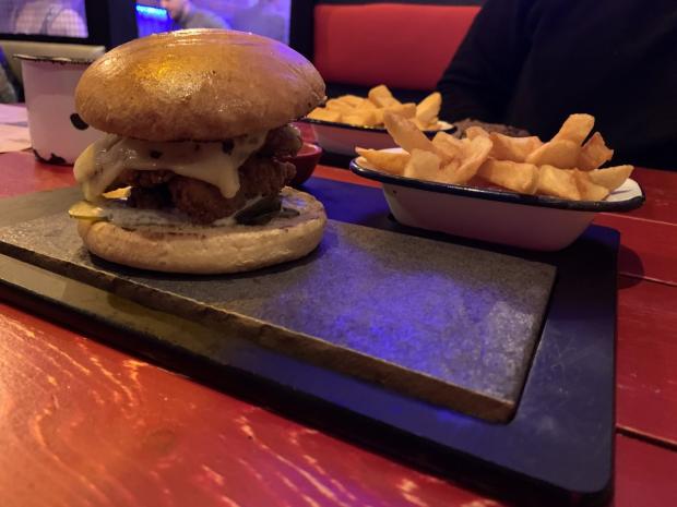 The Leader: The southern bird. A southern fried chicken burger served with the beef dripped chips.