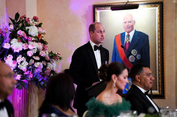 The Leader: Jamaica's Prime Minister Andrew Holness (far right) and the Duchess of Cambridge (second from right) listen as the Duke of Cambridge delivers a speech at a dinner hosted by Patrick Allen, Governor General of Jamaica, at King's House, Kingston, Jamaica, on day five of the royal tour of the Caribbean. (PA)