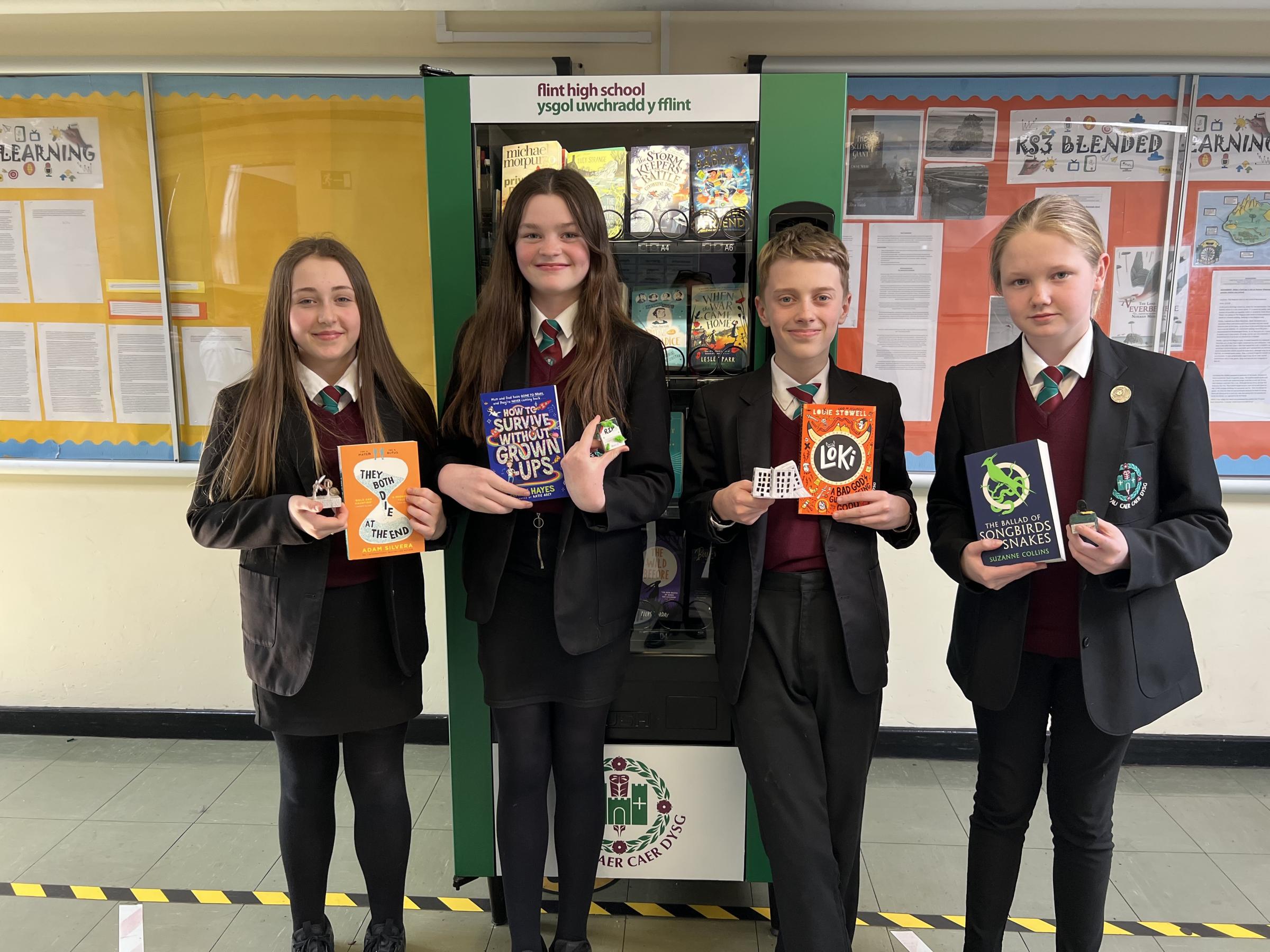 Winners of the Form Reading Matchbox Challenge: Freya Rothwell, Keleigh English, Christopher Latham, and Macie Leigh.