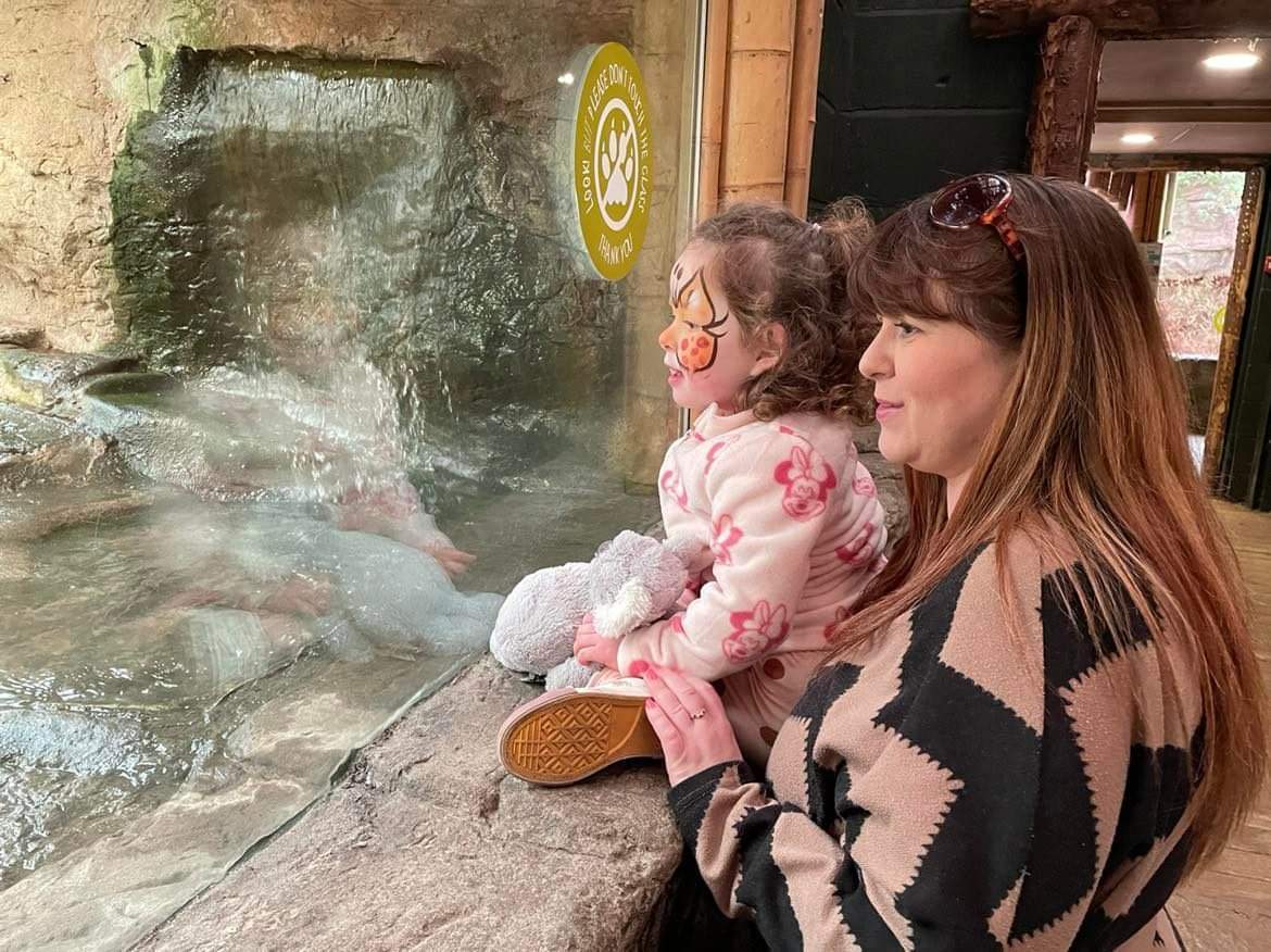 Samantha Price, from Saltney Ferry: Me and my daughter at the zoo. She had her face painted as a giraffe that day. She absolutely loves animals and the zoo is her favourite place to visit.