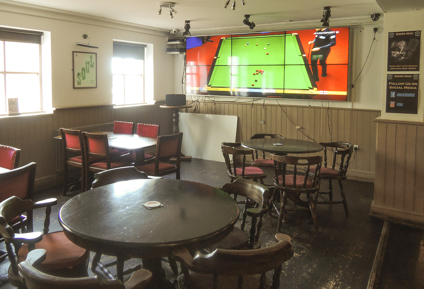 Video wall at the Boars Head, Holywell.