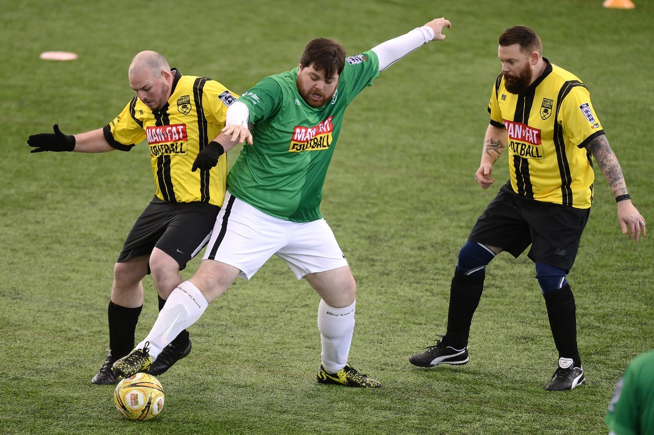 In action with MAN v FAT Football.