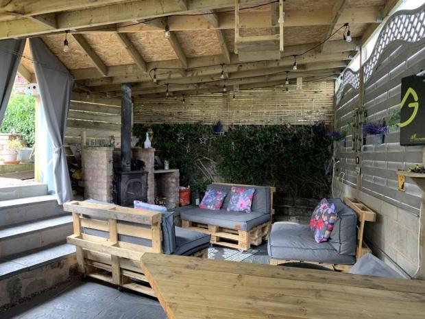 The Leader: The outside seating area (image: Olivegrove/Rightmove)
