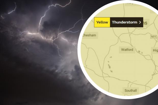 The Met Office has issued a yellow weather warning of thunderstorms. (Canva/Met Office)