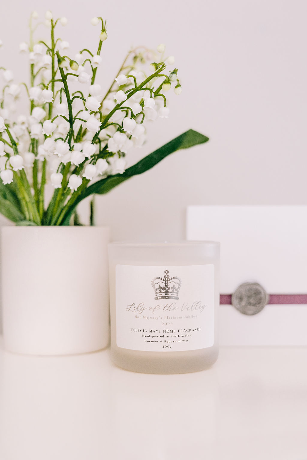 Felecia Maye Home Fragrances Lily of the Valley candle in honour of the Queens Platinum Jubilee.