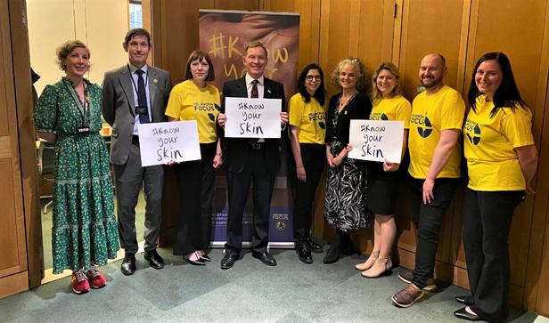 The Leader: Jen Rush (far right) joined others to raise awareness and promote the #KnowYourSkin campaign to MPs.
