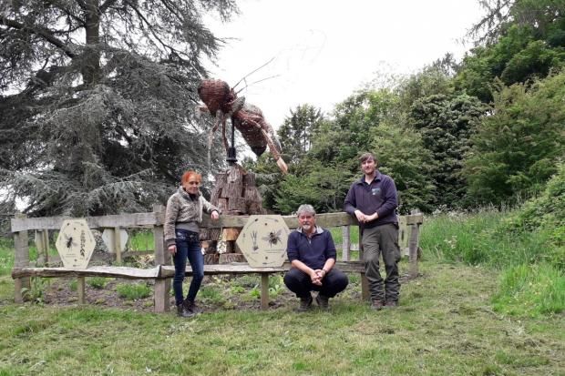 Left to right: Caroline Lowe, artist, Shaun Burkley, Shropshire Council, Outdoor Partnerships and Lee Fraser, site ranger.