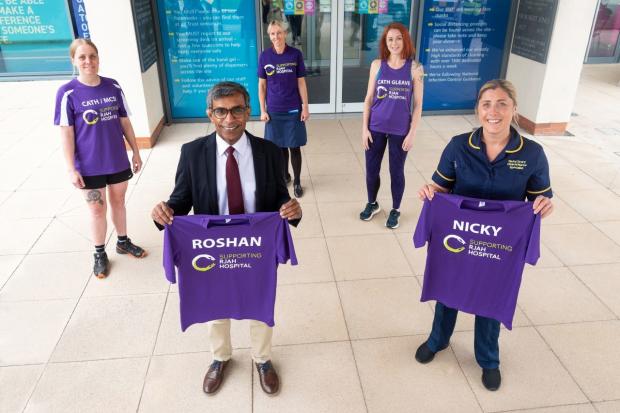 Catherine Roberts, Dr Roshan Amarasena, Rebecca Warren, Catherine Roberts and Nicky Drury, who are all running the London Marathon later this year in aid of the RJAH Charity.