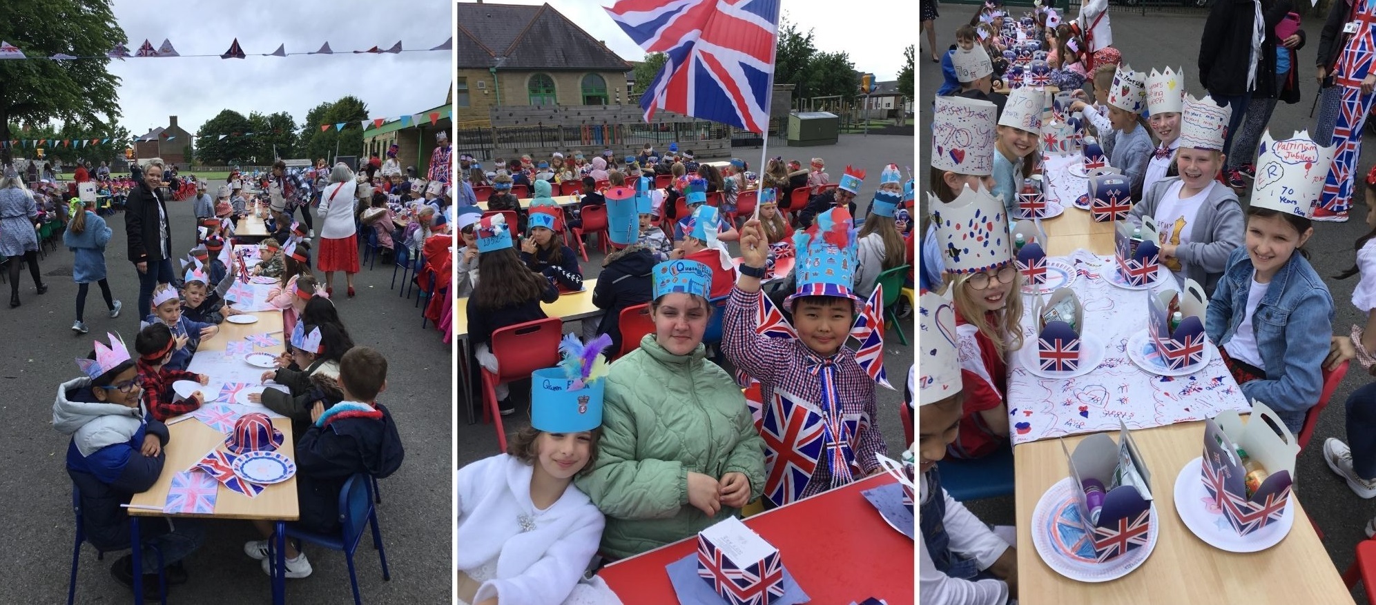 Jubilee street party fun at St Giles Primary School, Wrexham.