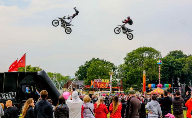 The Leader: Buckley Jubilee Fair, Buckley Common Bold dog fmx riders Daniel Whitby and Aaron Cowling thrill the Buckley festival goers(image:RickMatthews)