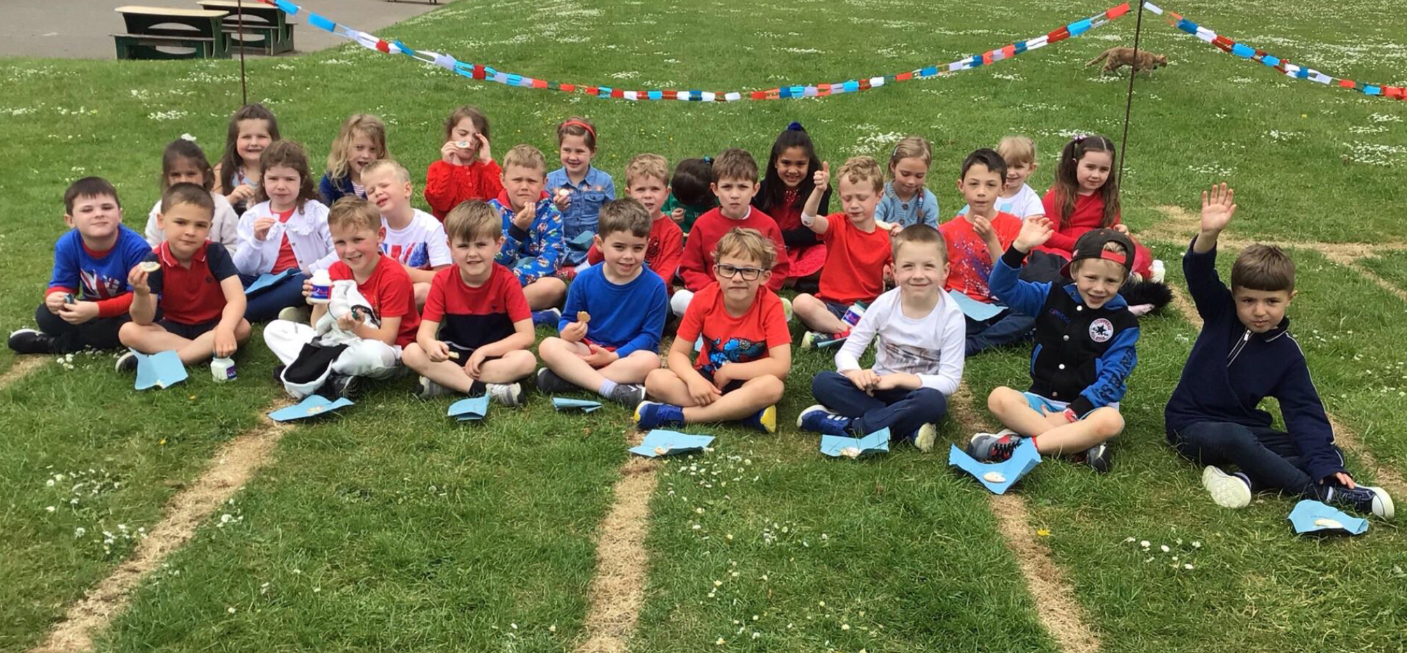 Pupils at Ysgol Mynydd Isa during their Jubilee celebrations.