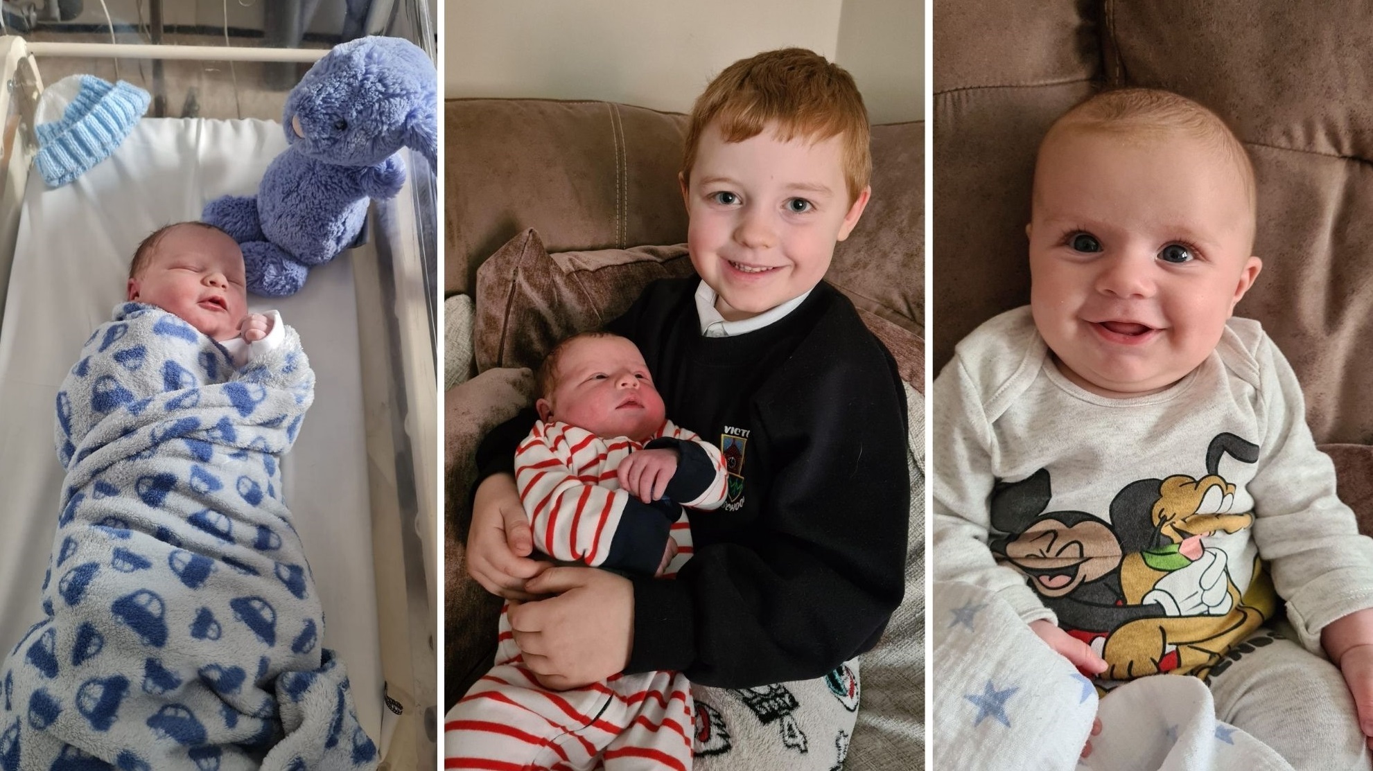 The day Arlo William Rippon was born, with big brother George and at 13 weeks.