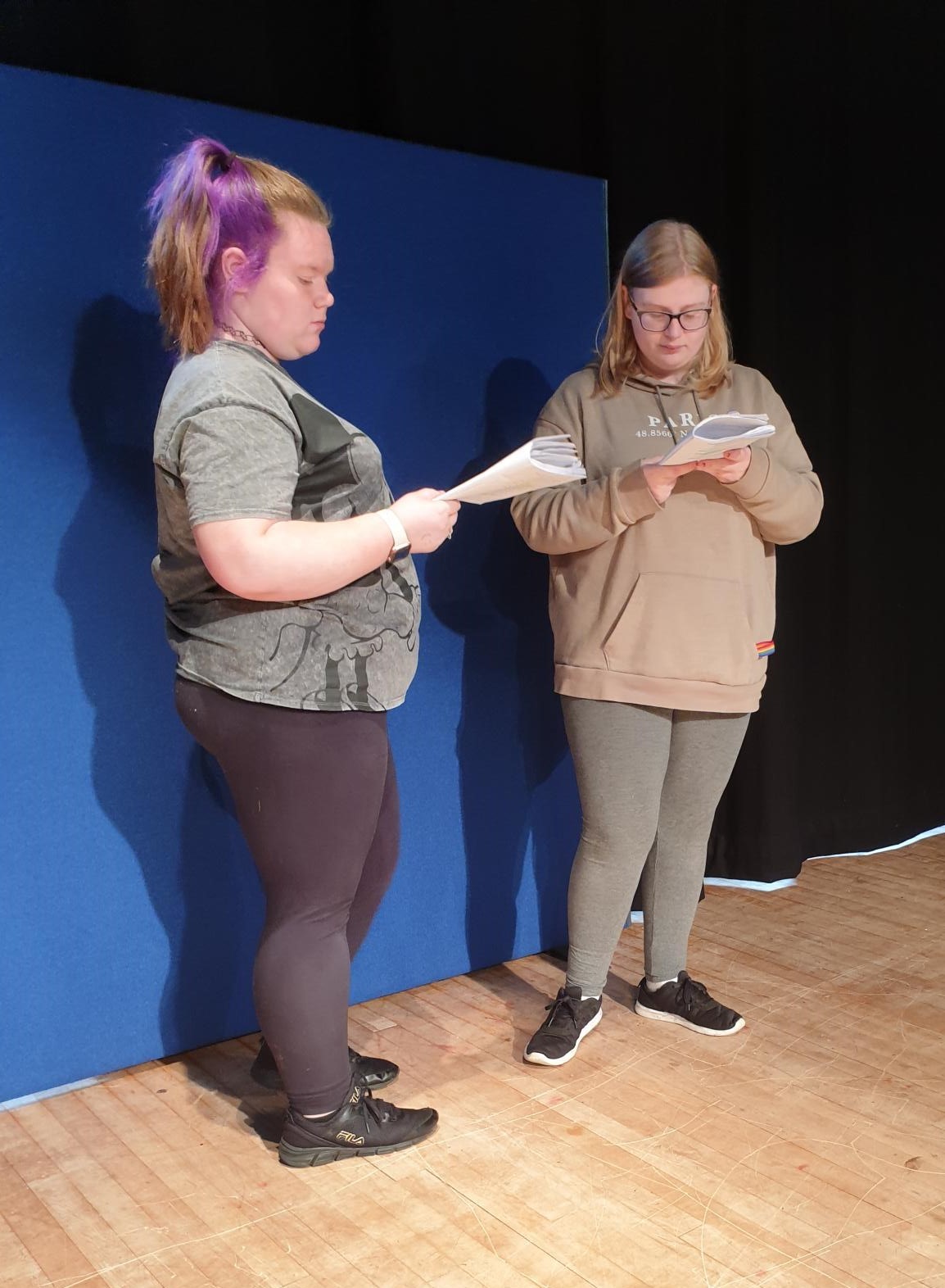 Students rehearse for the show Stone Cold at Ysgol Clywedog.