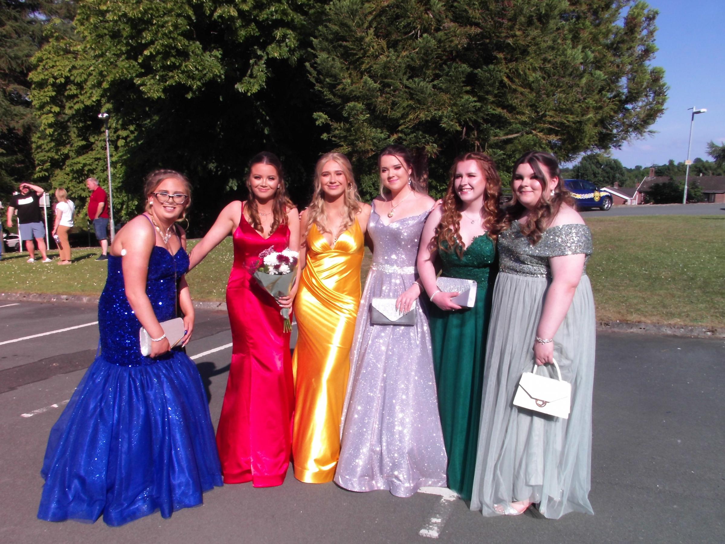 Ysgol Rhiwabon prom: Elodie Davies, Ellie Pritchard, Kayla Roberts, Amber Evans, Karis Jones and Caitlyn Hughes.