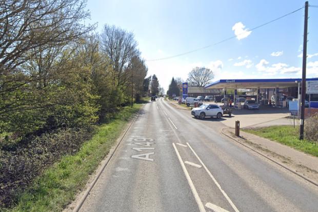 The A149 has been blocked near to the Gulf Fairview Garage in Wayford following a crash - Credit: Google