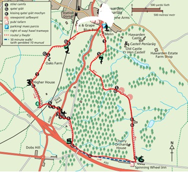 Map of Hawarden circular walk.