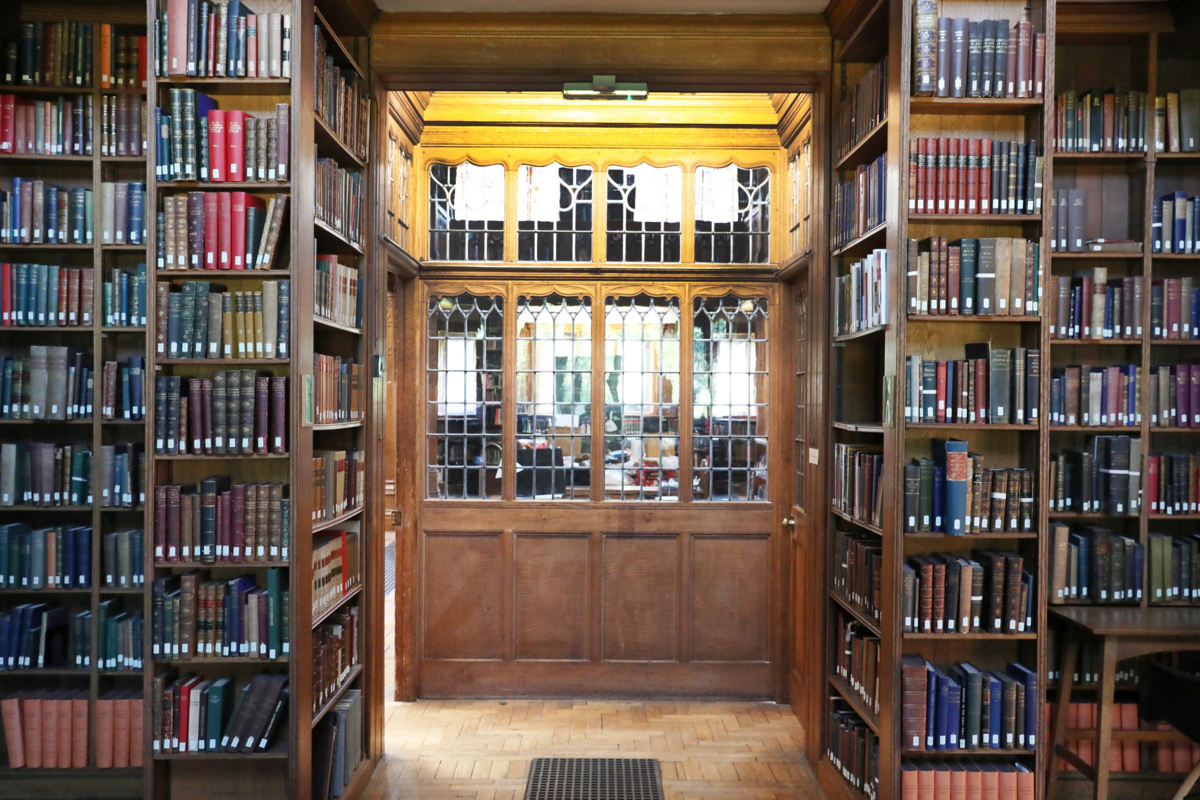 Reading Room vestibule at Gladstones Library in Hawarden.