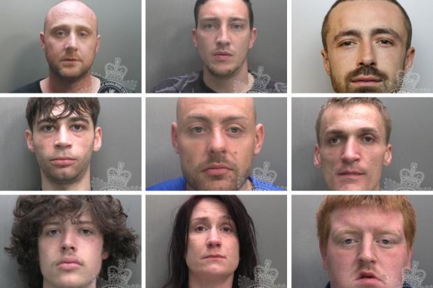 The Leader: Middle: Lee Edwards. Clockwise from top left: Peter Bevan, Nathan Higgins, Lee Wignall, Dean Ashfield, Chad Stagg, Charlotte Johnston, Harry Gray, James Hill. All images: North Wales Police.