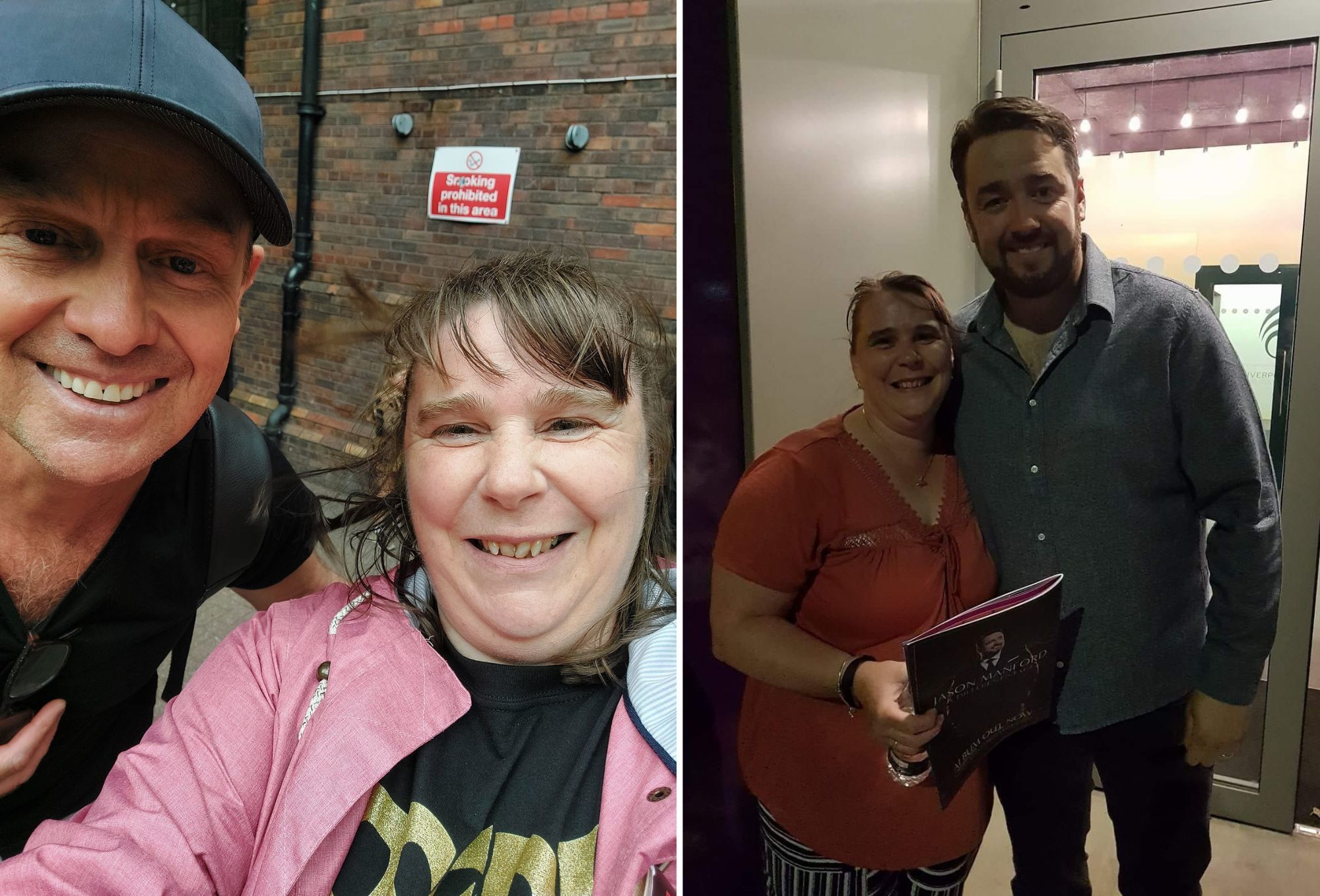 Jennet Curran with two of her favourite celebrity meeting, Jason Donovan and Jason Manford.