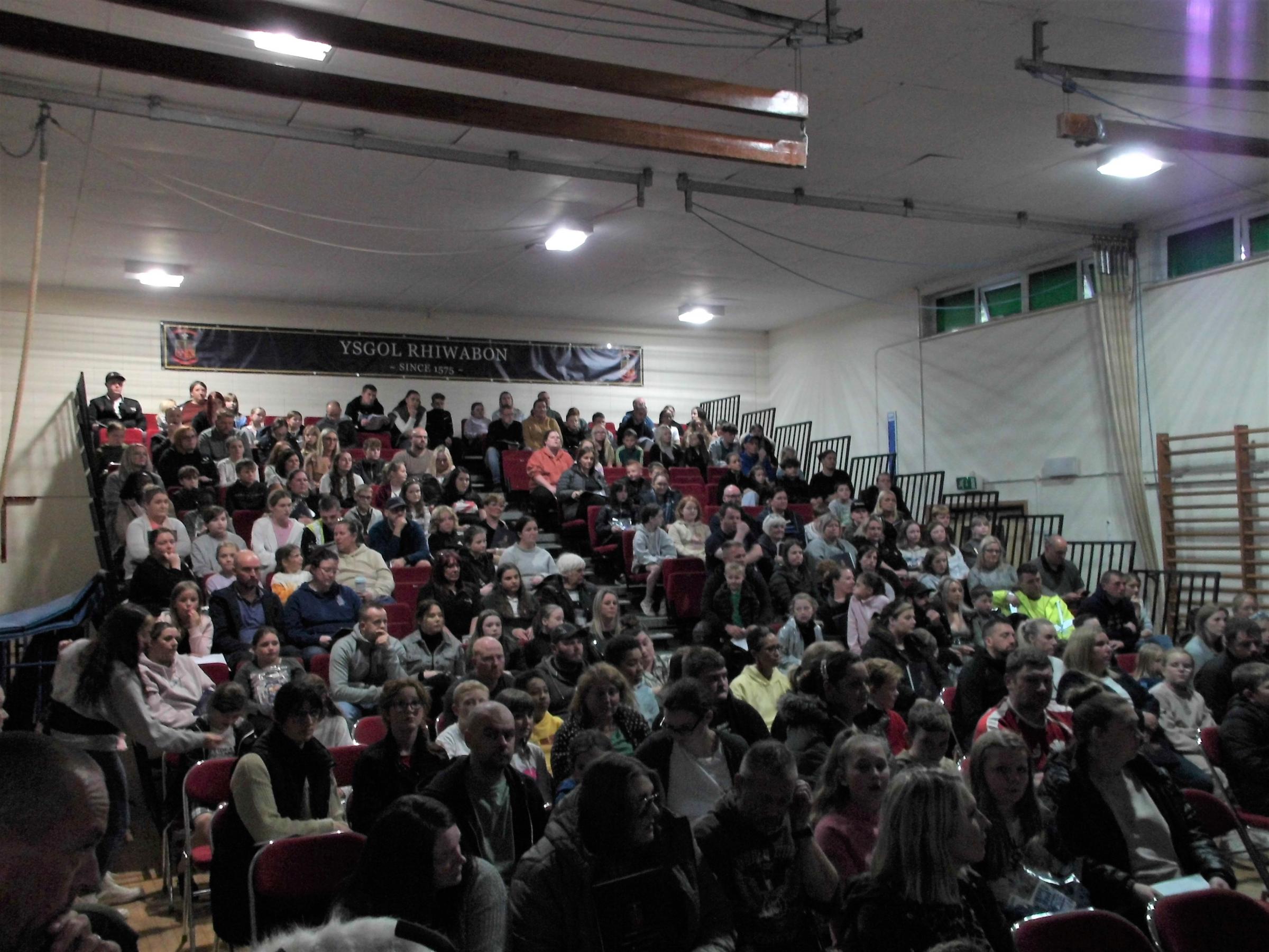 The main hall was full to overflowing at Ysgol Rhiwabons Open Evening.