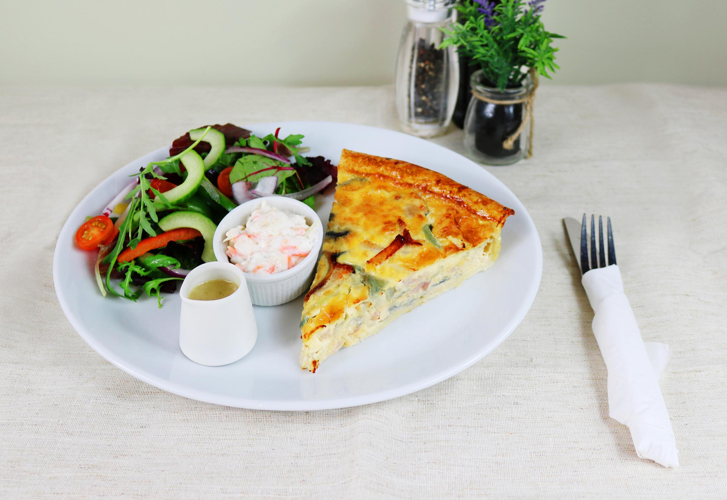 Quiche at the Woodworks Cafe, Mold.