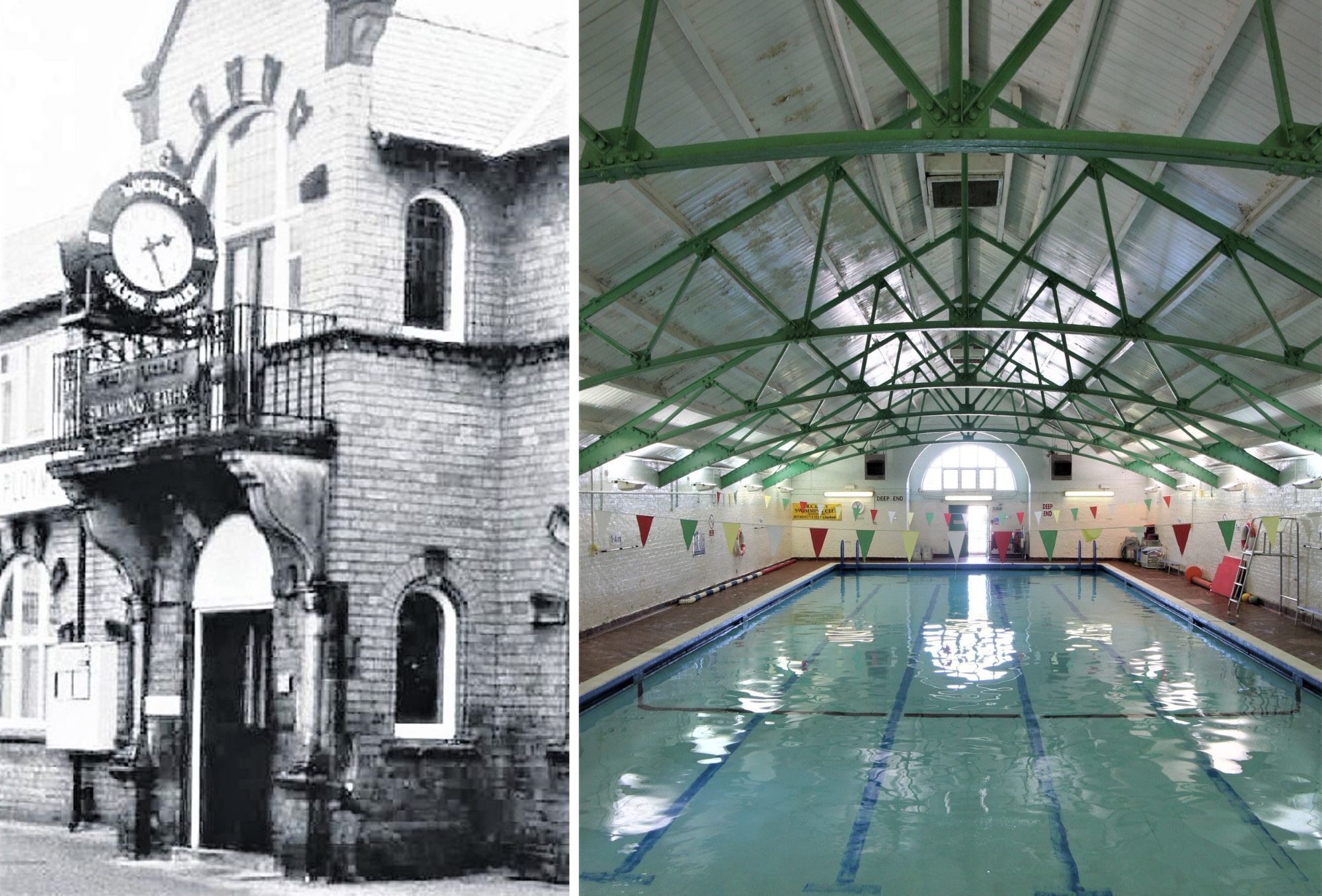 Buckley Baths, an institution for generations. Photo courtesy of Brian Bennett, and right, before their closure in 2004.
