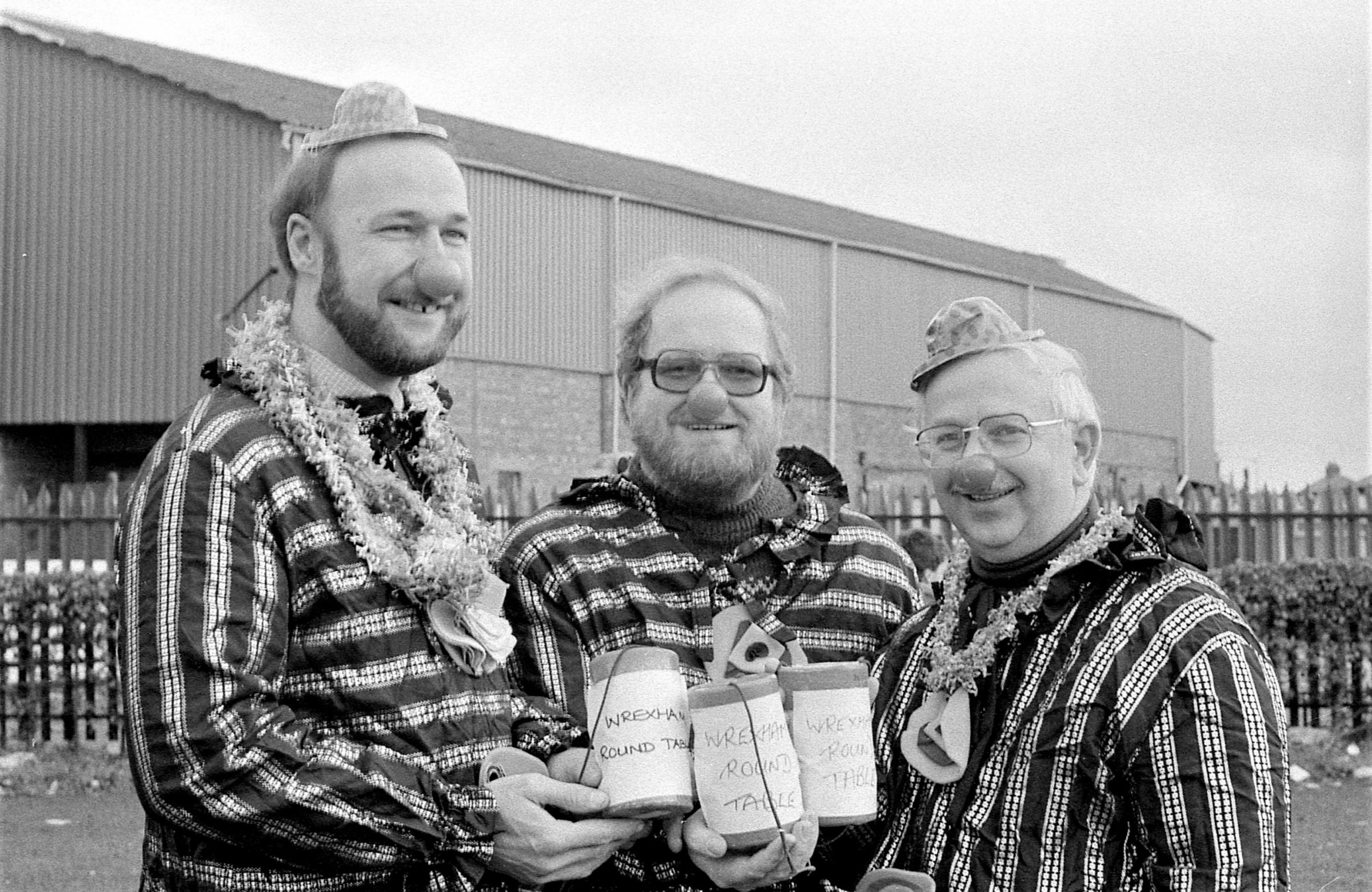 Collecting for Wrexham Round Table at the Wrexham Father Christmas parade, 1983.